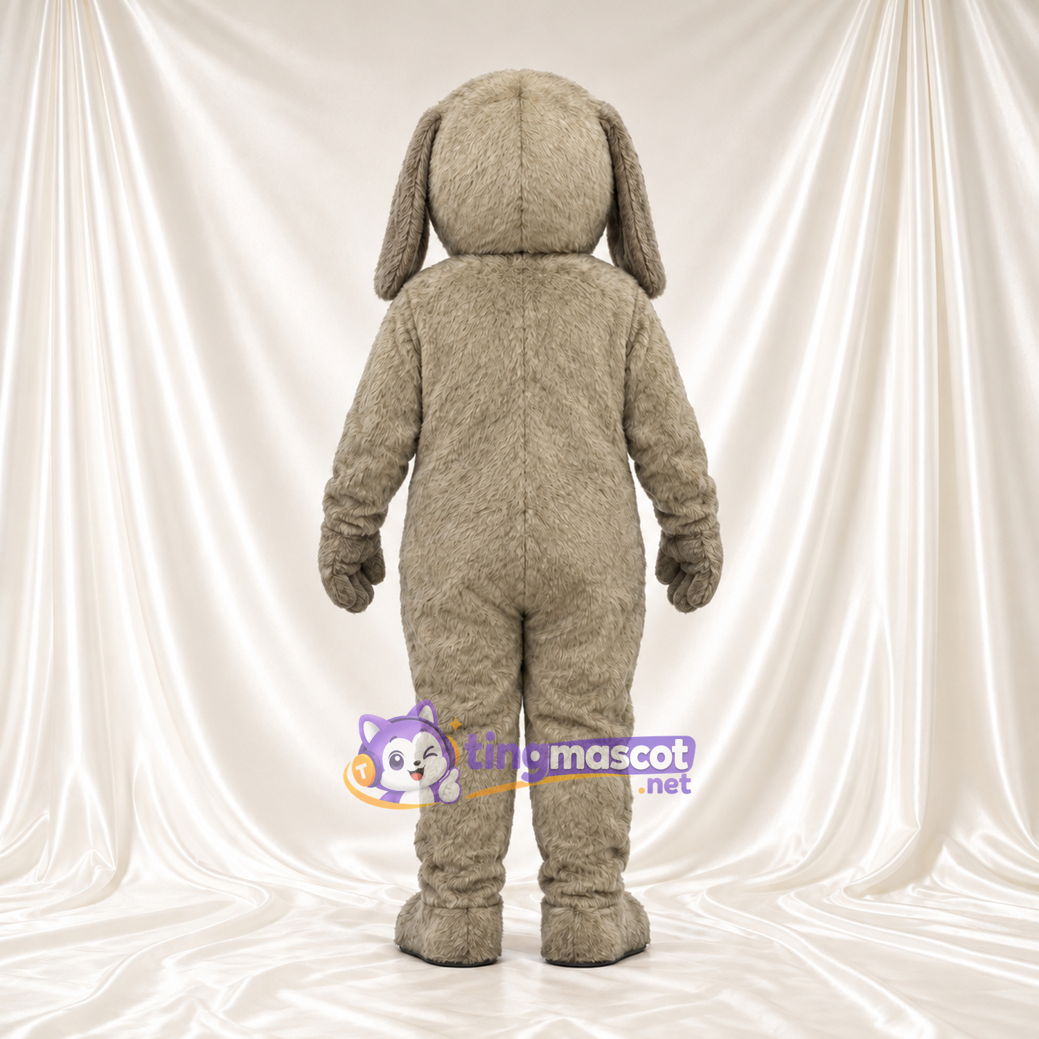Costume de mascotte Chien – gris / marron – Ventre; Longues oreilles Costume de mascotte Chien – gris / marron – Ventre; Longues oreilles