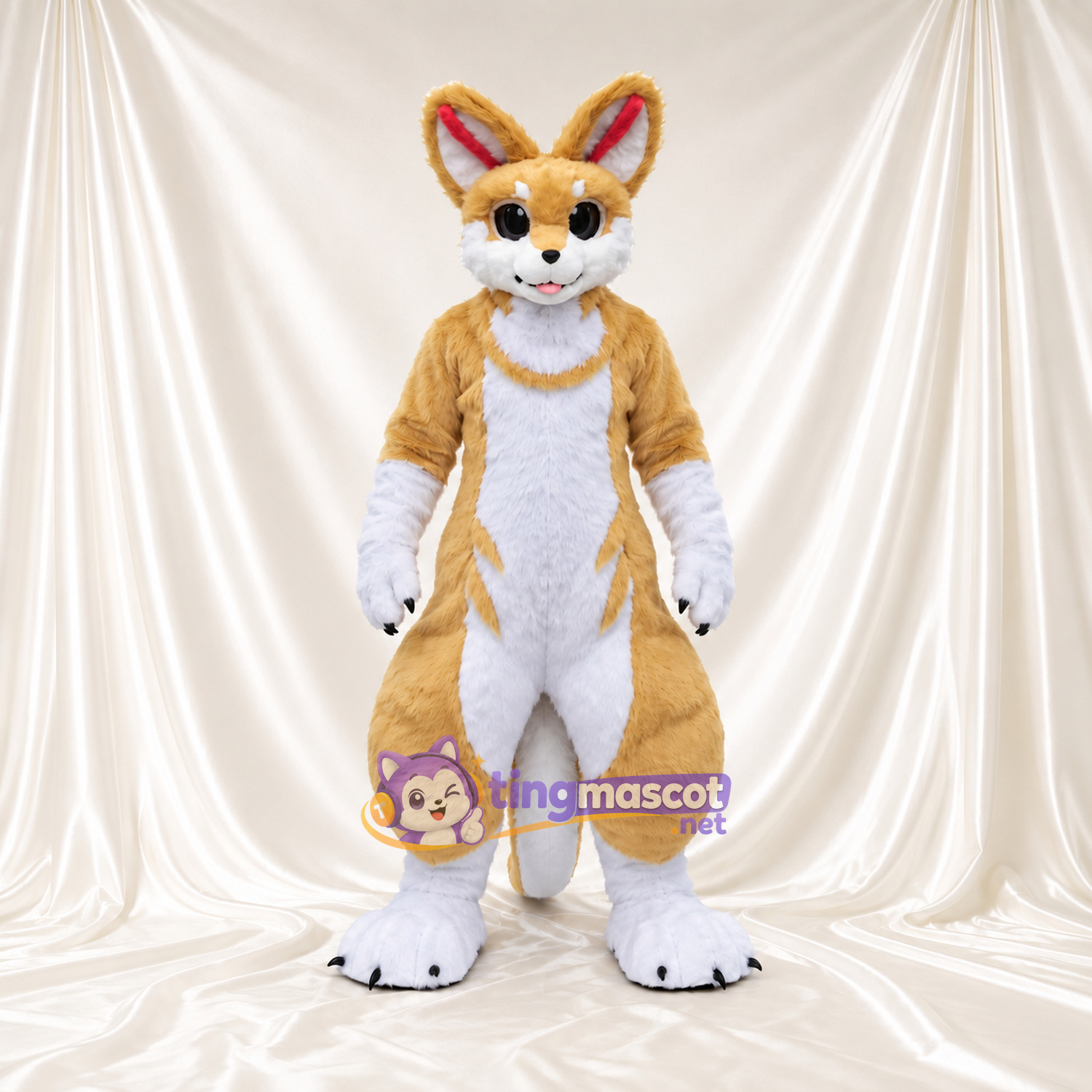 Costume de mascotte Fennec – brun clair – Oreilles (grand); Torse (blanc) Costume de mascotte Fennec – brun clair – Oreilles (grand); Torse (blanc)