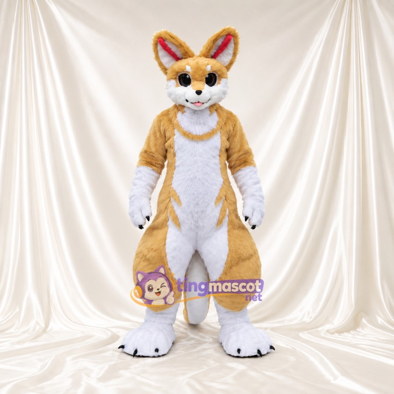 Costume de mascotte Fennec – brun clair – Oreilles (grand); Torse (blanc) Costume de mascotte Fennec – brun clair – Oreilles (grand); Torse (blanc)