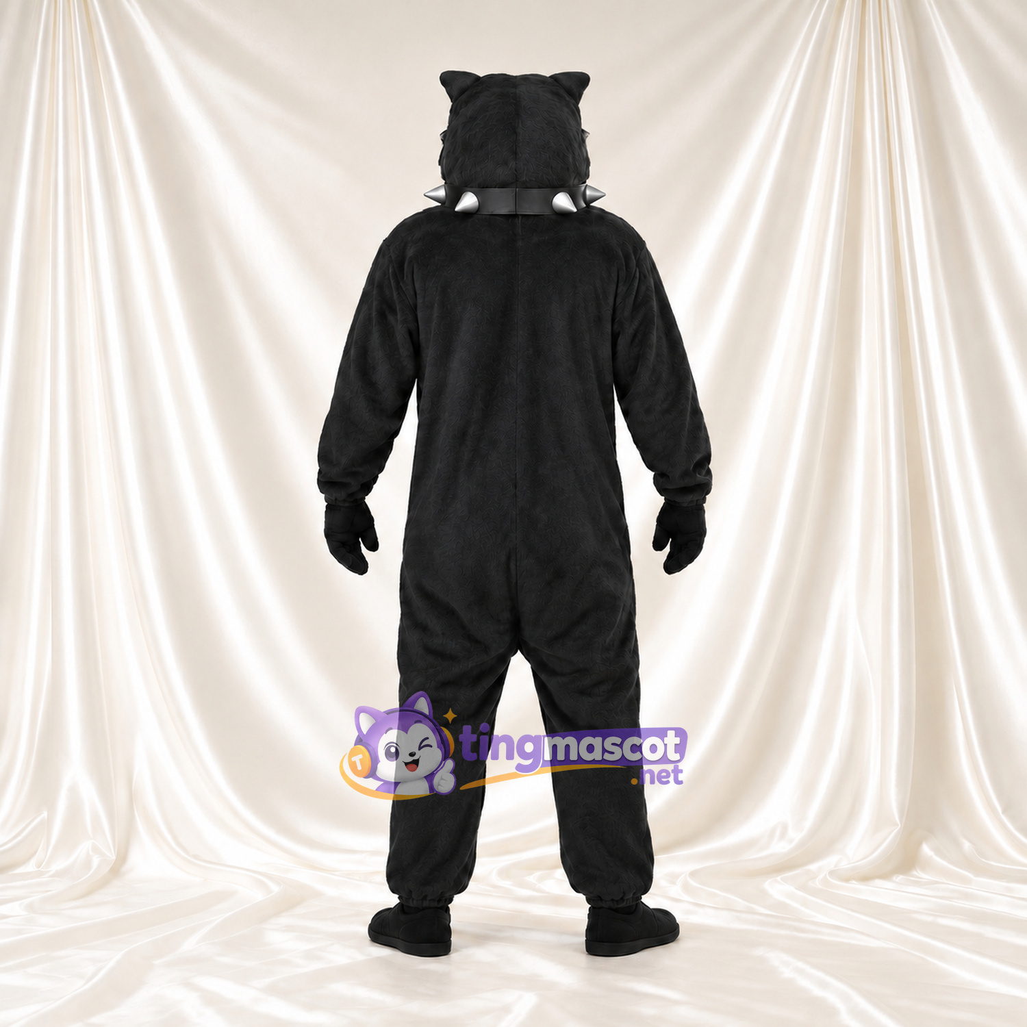 Black Monster Dog Mascot Costume - Long Fangs and Brown Belly Black Monster Dog Mascot Costume - Long Fangs and Brown Belly