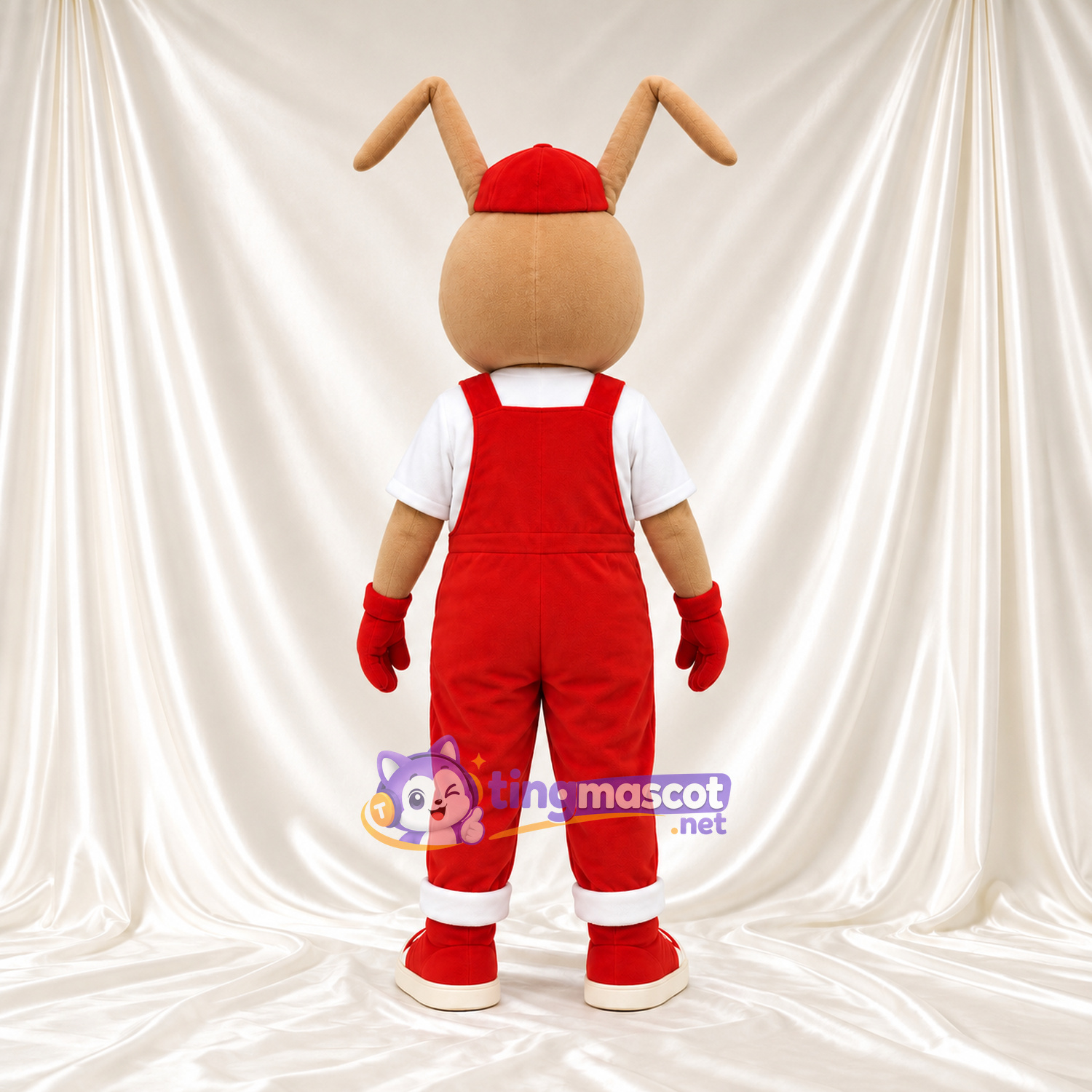 Ant Character Mascot Costume - Red Cap and Red Overalls Ant Character Mascot Costume - Red Cap and Red Overalls