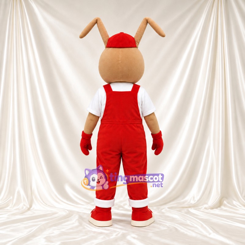 Ant Character Mascot Costume - Red Cap and Red Overalls Ant Character Mascot Costume - Red Cap and Red Overalls