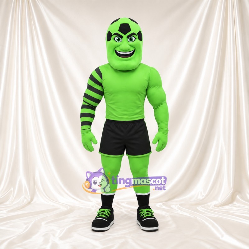 Costume de mascotte Ballon de football – vert – Corps musclé; Short (noir) Costume de mascotte Ballon de football – vert – Corps musclé; Short (noir)