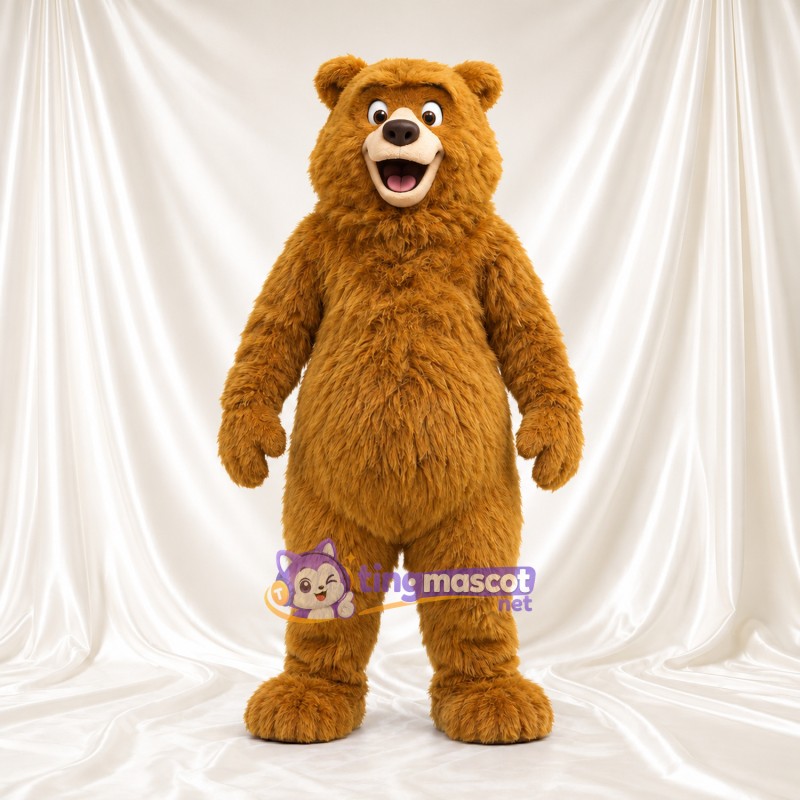 Golden Bear Mascot Costume - Shaggy Body and Open Smile Golden Bear Mascot Costume - Shaggy Body and Open Smile