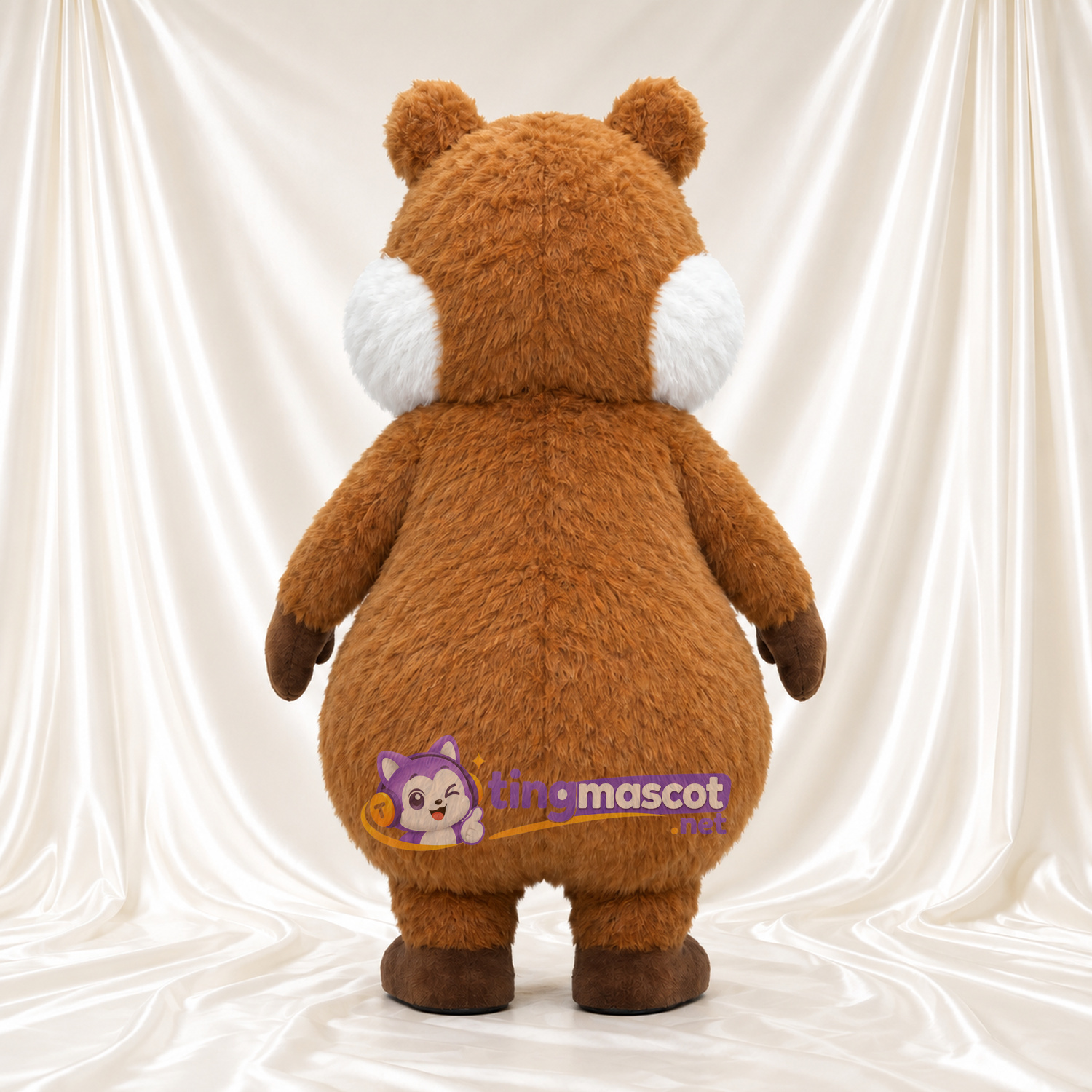 Costume de mascotte Hamster – marron – Ventre (rond, blanc); Joues (gonflé) Costume de mascotte Hamster – marron – Ventre (rond, blanc); Joues (gonflé)