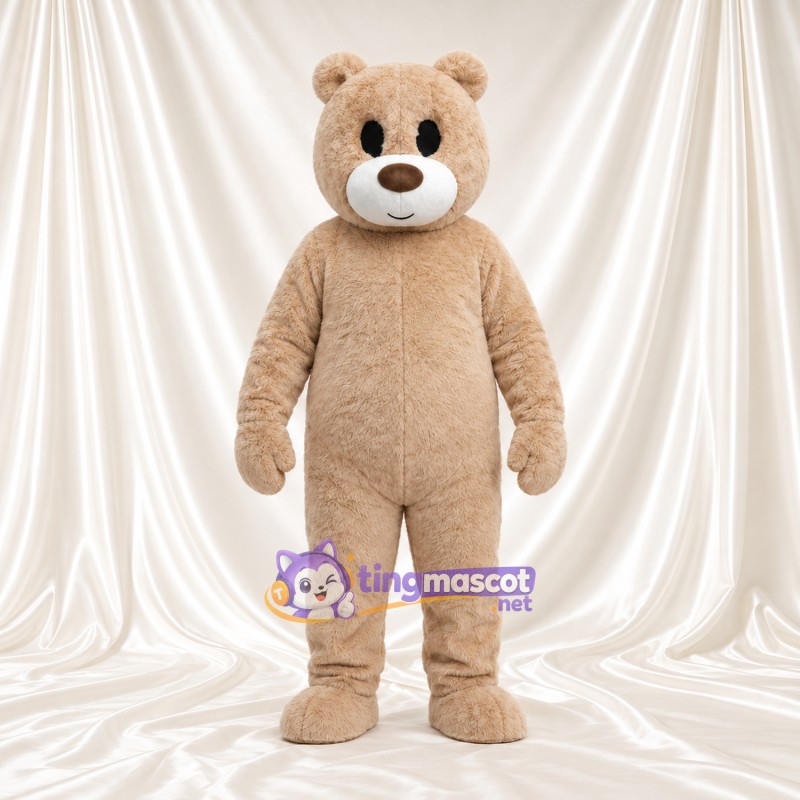 Costume de mascotte Nounours – beige – Museau (blanc); Yeux (ovale, noir) Costume de mascotte Nounours – beige – Museau (blanc); Yeux (ovale, noir)
