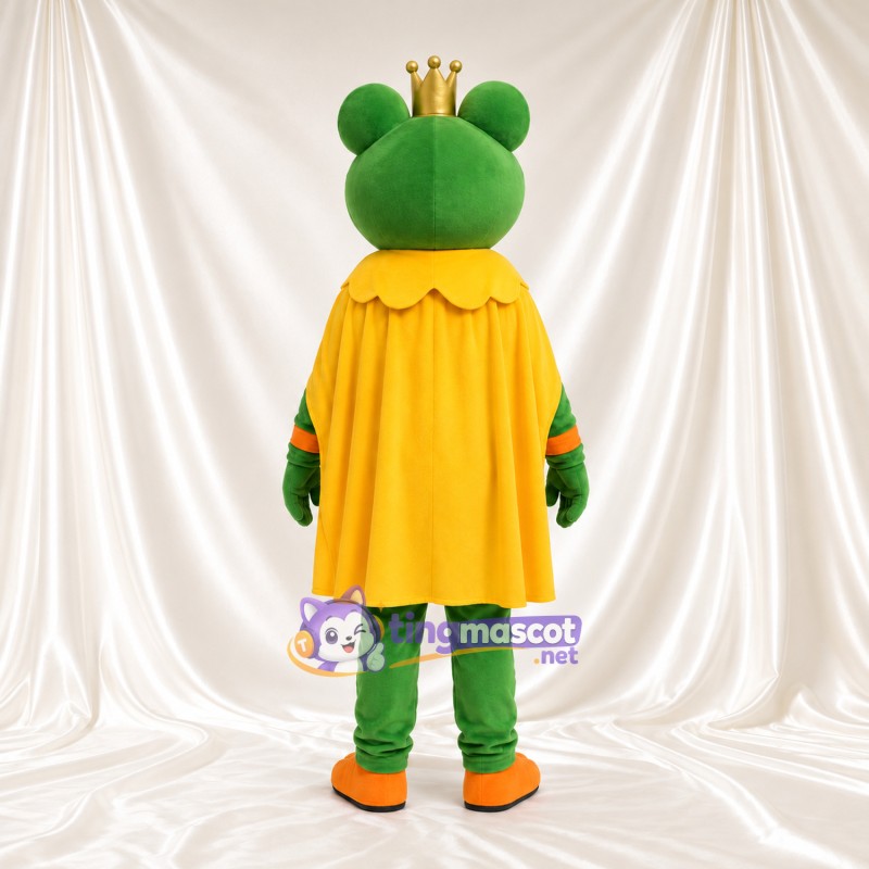 Frog King Mascot Costume - Gold Crown and Yellow Cape Frog King Mascot Costume - Gold Crown and Yellow Cape