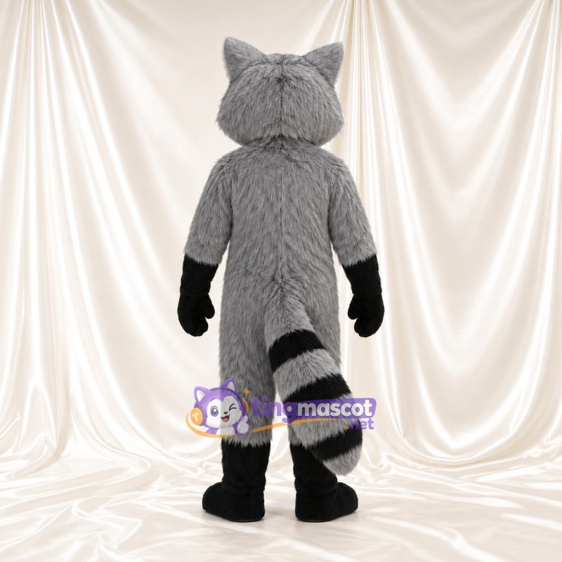 Costume de mascotte Raton laveur – gris – Mains (noir); Queue Costume de mascotte Raton laveur – gris – Mains (noir); Queue