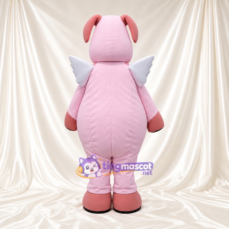 Costume de mascotte Cochon – rose – Ailes (blanc); Museau (surdimensionné) Costume de mascotte Cochon – rose – Ailes (blanc); Museau (surdimensionné)