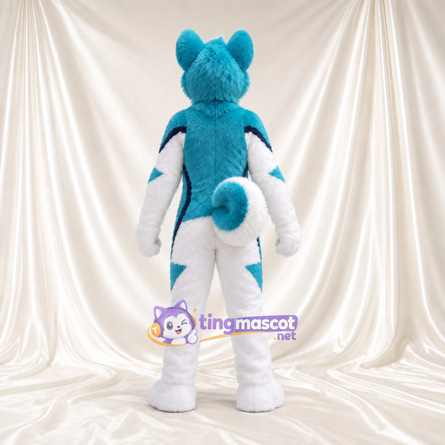 Costume de mascotte Loup – blanc – Coussinets (turquoise) Costume de mascotte Loup – blanc – Coussinets (turquoise)