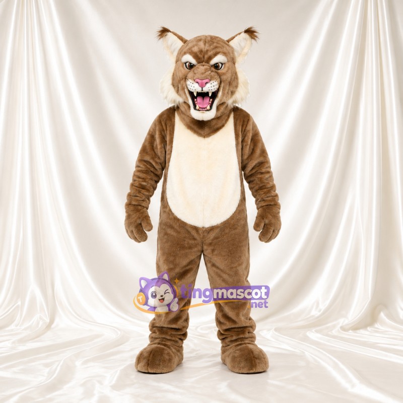 Maskottchenkostüm Luchs – braun – Bauch (creme); Lächeln Maskottchenkostüm Luchs – braun – Bauch (creme); Lächeln