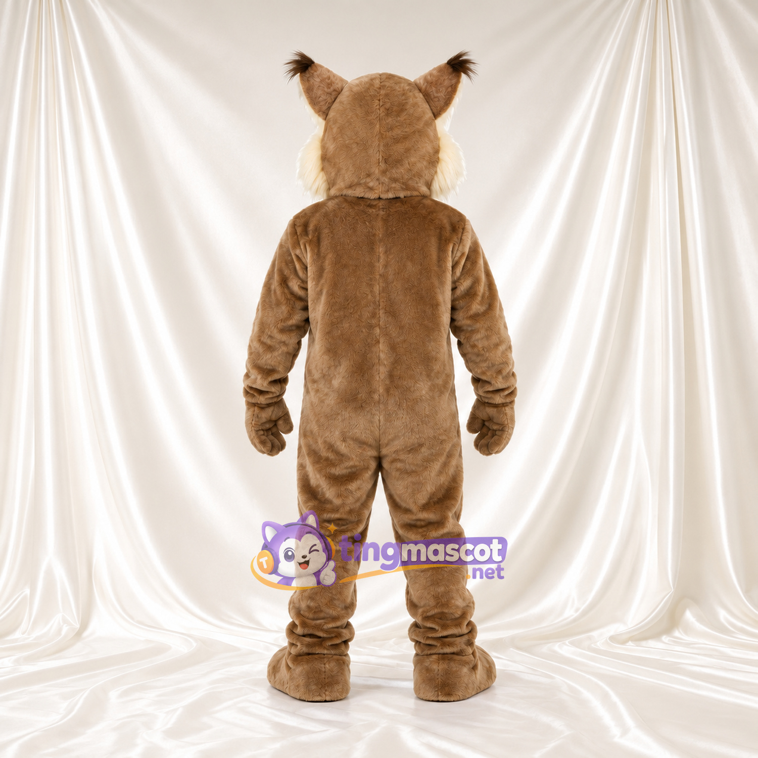 Maskottchenkostüm Luchs – braun – Bauch (creme); Lächeln Maskottchenkostüm Luchs – braun – Bauch (creme); Lächeln