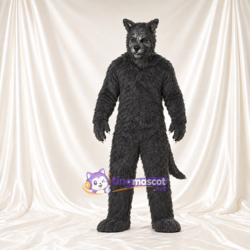 Costume de mascotte Loup – anthracite – Corps (hirsute); Longue queue Costume de mascotte Loup – anthracite – Corps (hirsute); Longue queue