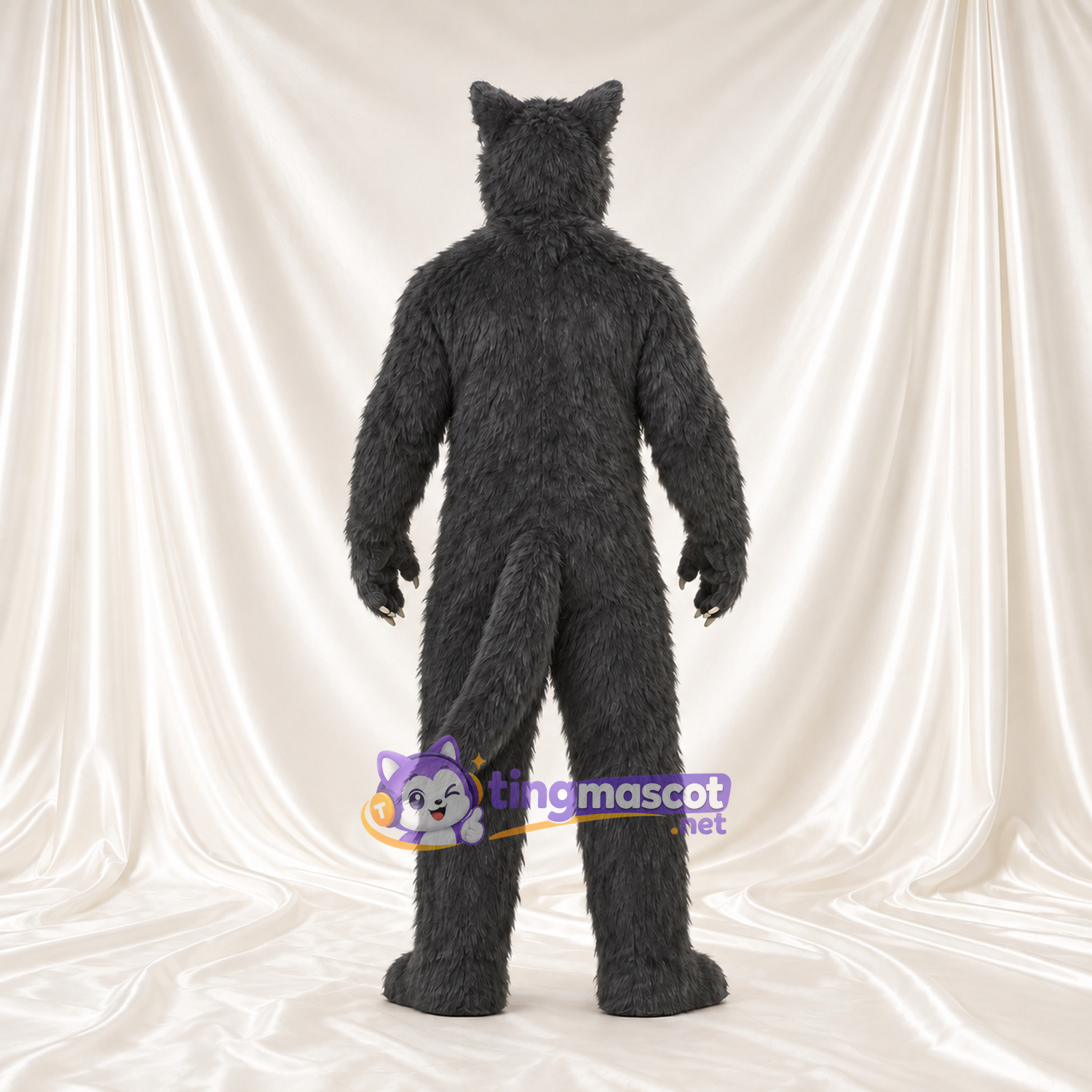 Costume de mascotte Loup – anthracite – Corps (hirsute); Longue queue Costume de mascotte Loup – anthracite – Corps (hirsute); Longue queue