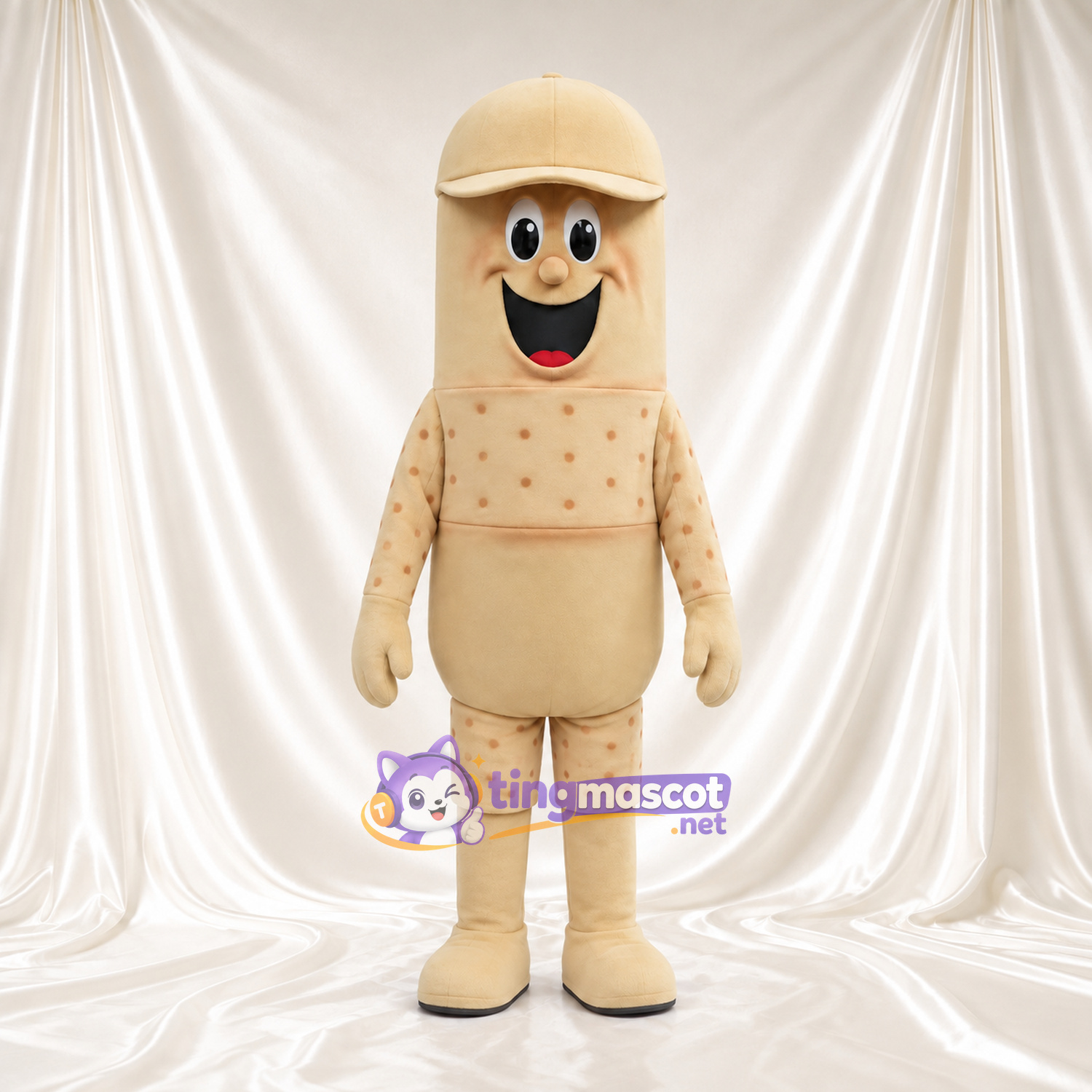 Costume de mascotte Capsule – beige – Casquette; Tenue Costume de mascotte Capsule – beige – Casquette; Tenue