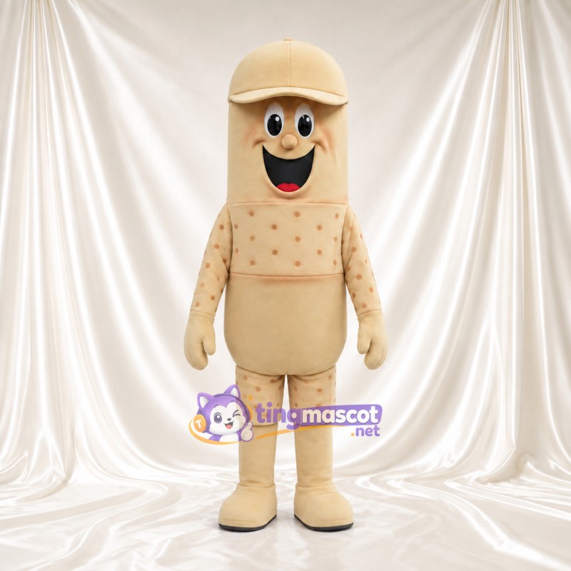 Costume de mascotte Capsule – beige – Casquette; Tenue Costume de mascotte Capsule – beige – Casquette; Tenue