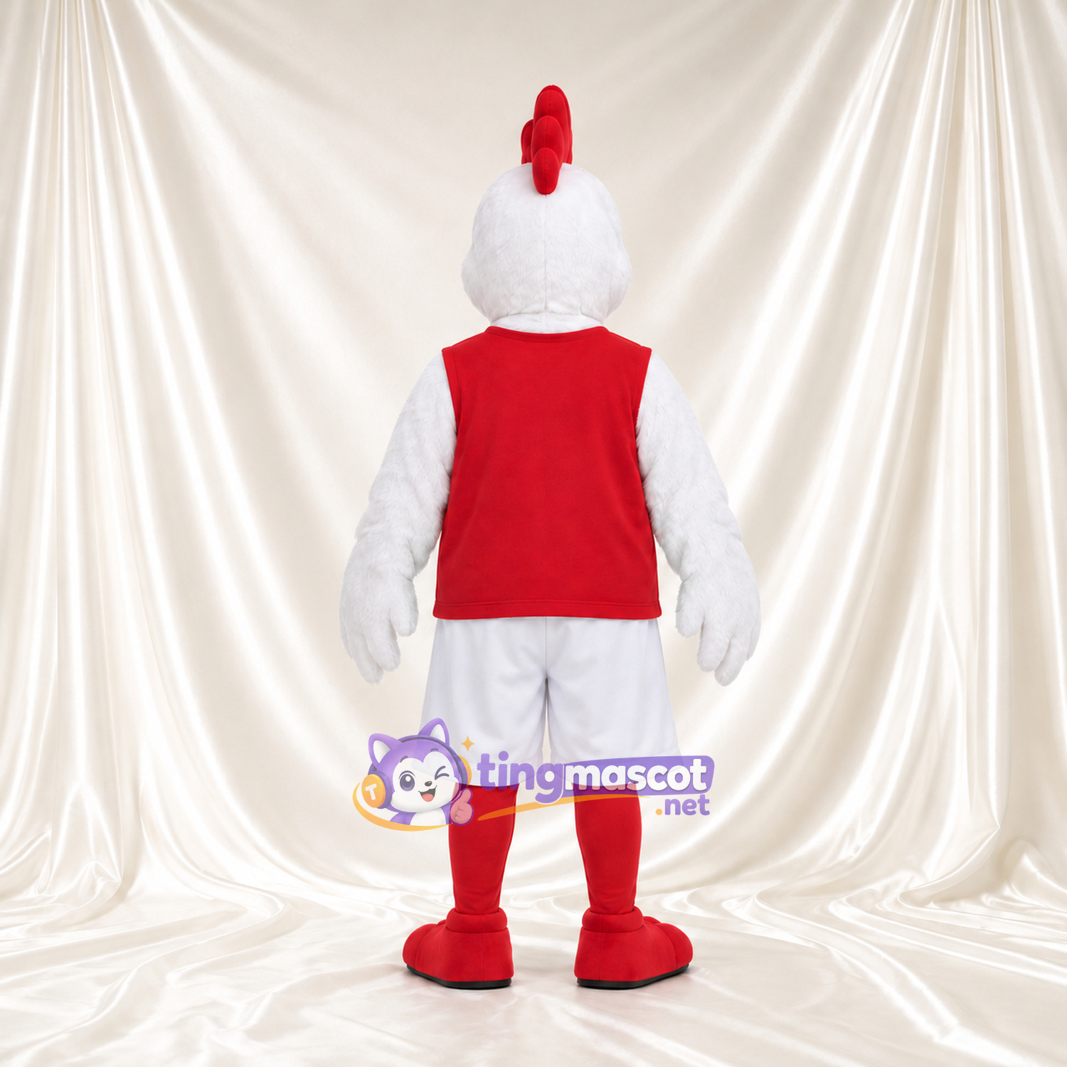Costume de mascotte Coq – blanc – Gilet de sport (rouge); Short (blanc)