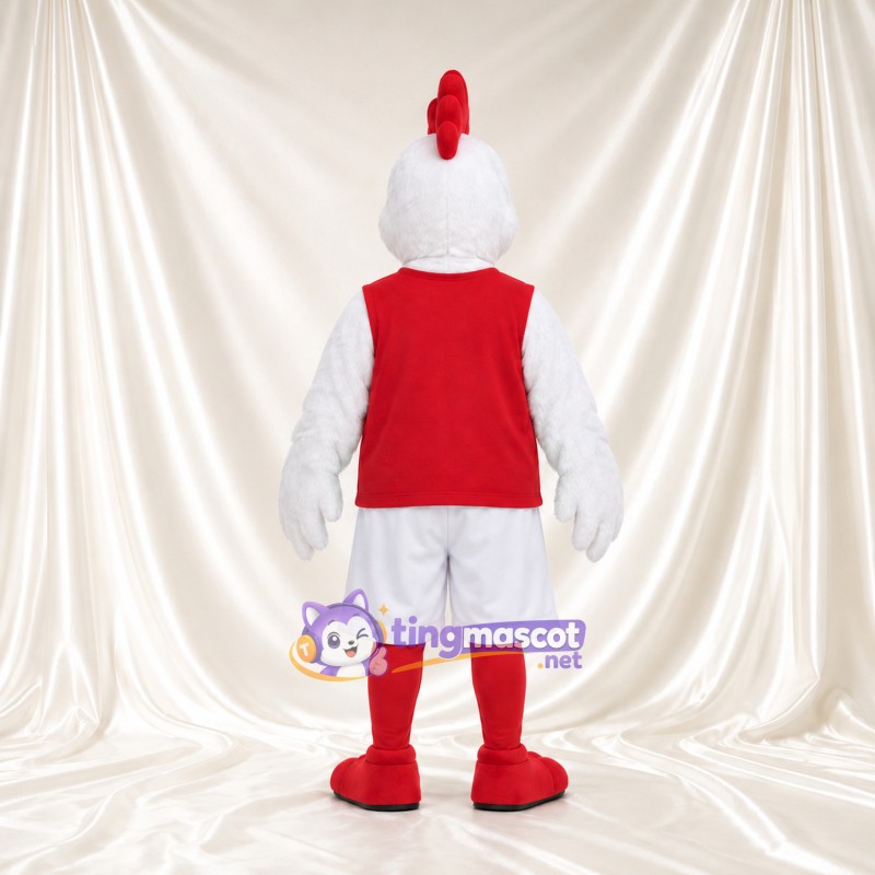 Costume de mascotte Coq – blanc – Gilet de sport (rouge); Short (blanc)
