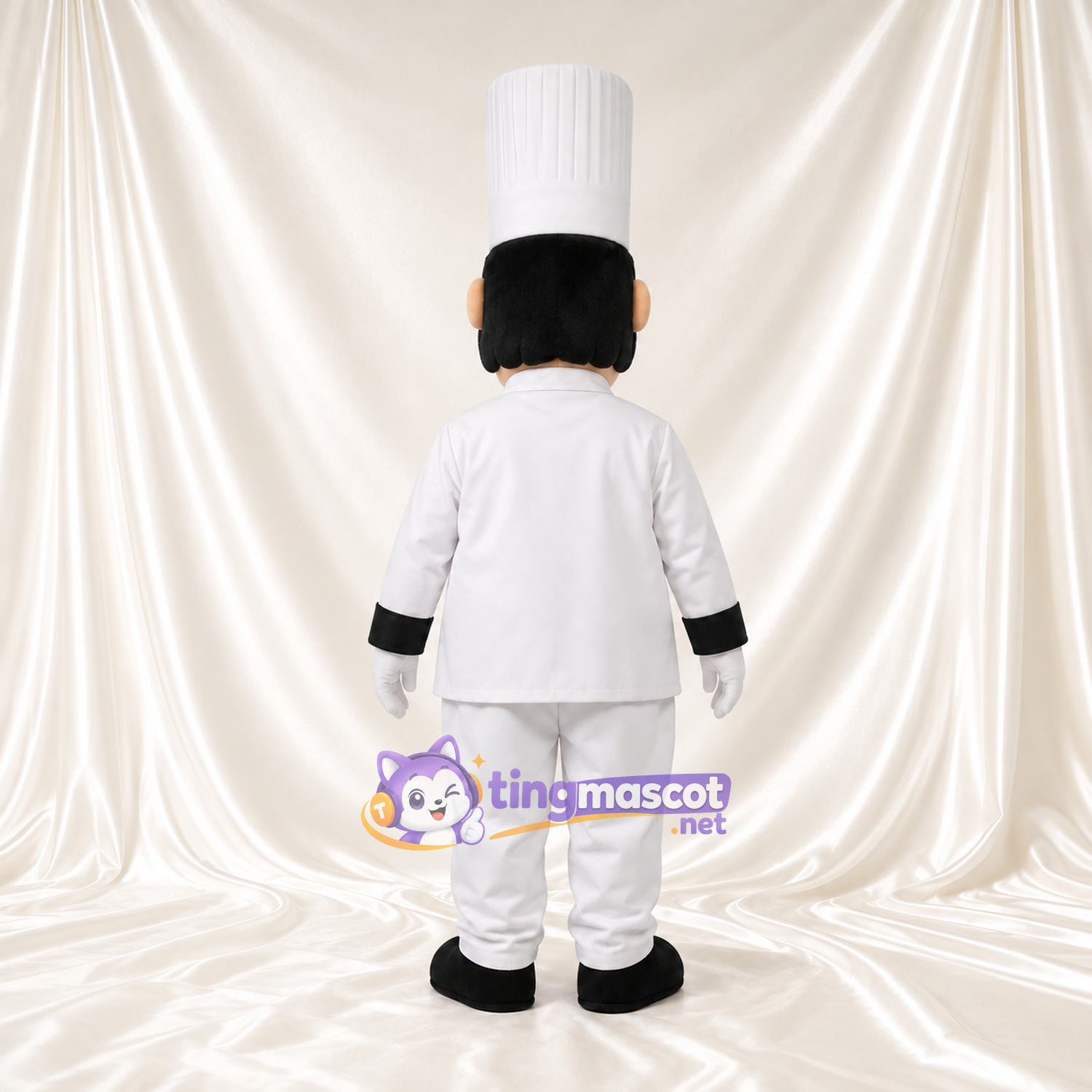 Chef Character Mascot Costume - Tall White Hat and Black Bow Tie Chef Character Mascot Costume - Tall White Hat and Black Bow Tie