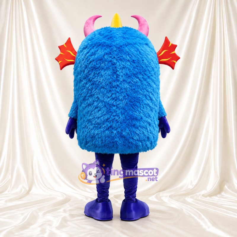 Costume de mascotte Monstre – bleu – Oreilles (rose); Corne (jaune); Jambes (violet) Costume de mascotte Monstre – bleu – Oreilles (rose); Corne (jaune); Jambes (violet)