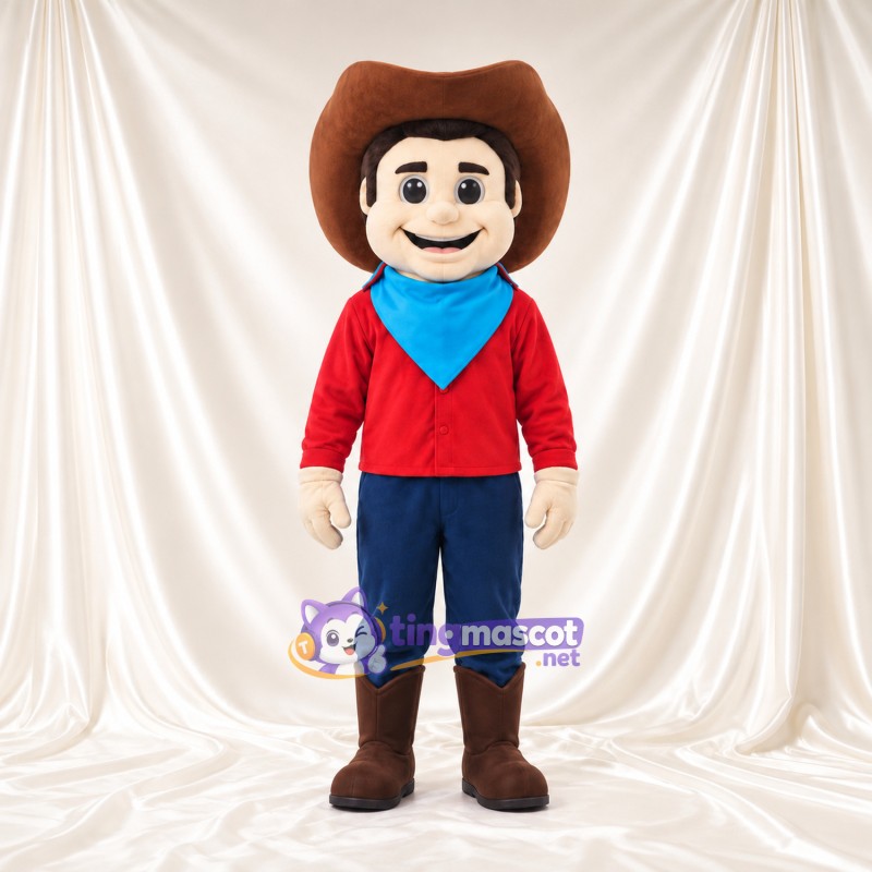Maskottchenkostüm Cowboy-Junge – wie abgebildet – Hemd (rot); Hose (blau); Stiefel (braun) Maskottchenkostüm Cowboy-Junge – wie abgebildet – Hemd (rot); Hose (blau); Stiefel (braun)