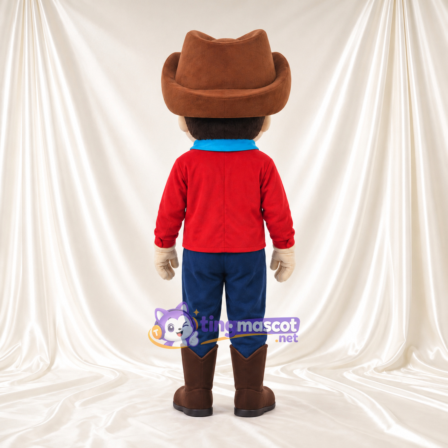 Maskottchenkostüm Cowboy-Junge – wie abgebildet – Hemd (rot); Hose (blau); Stiefel (braun) Maskottchenkostüm Cowboy-Junge – wie abgebildet – Hemd (rot); Hose (blau); Stiefel (braun)