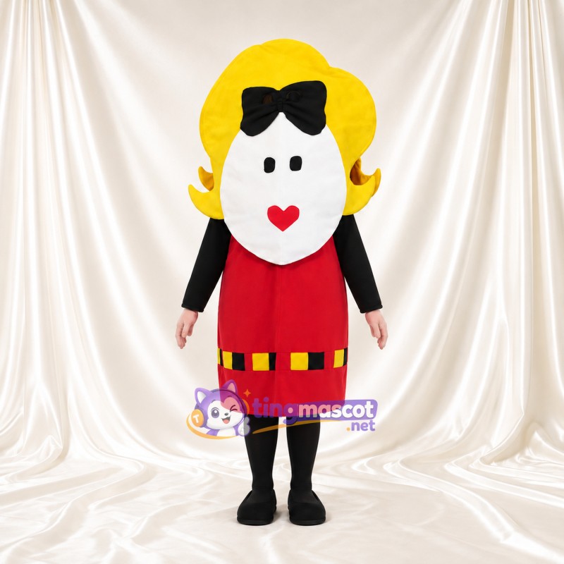 Costume de mascotte Personnage féminin – selon la photo – Nœud dans les cheveux (noir); Robe (rouge) Costume de mascotte Personnage féminin – selon la photo – Nœud dans les cheveux (noir); Robe (rouge)