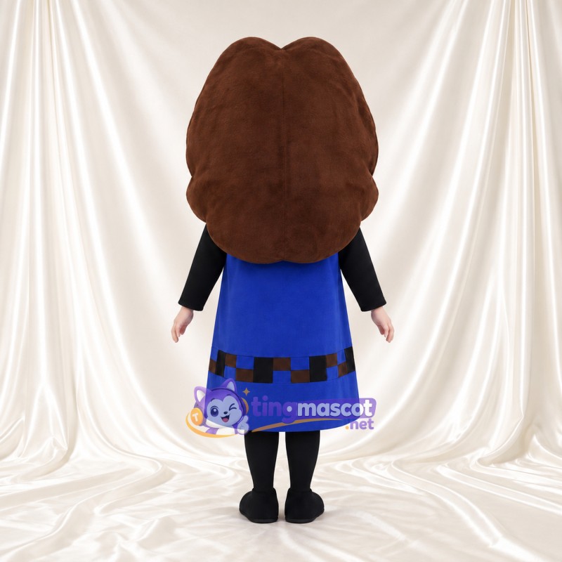 Costume de mascotte Personnage féminin – selon la photo – Nœud dans les cheveux (jaune); Robe (bleu)