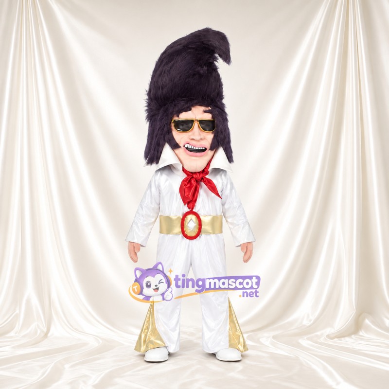 Costume de mascotte Chanteur de rock and roll – selon la photo – Combinaison (blanc); Cheveux (haut, violet) Costume de mascotte Chanteur de rock and roll – selon la photo – Combinaison (blanc); Cheveux (haut, violet)