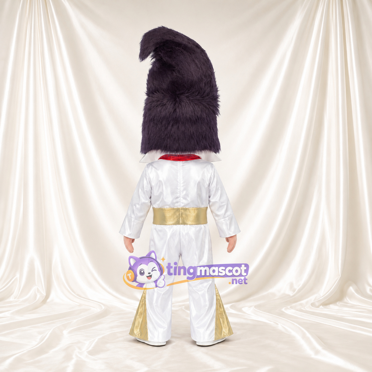 Costume de mascotte Chanteur de rock and roll – selon la photo – Combinaison (blanc); Cheveux (haut, violet) Costume de mascotte Chanteur de rock and roll – selon la photo – Combinaison (blanc); Cheveux (haut, violet)