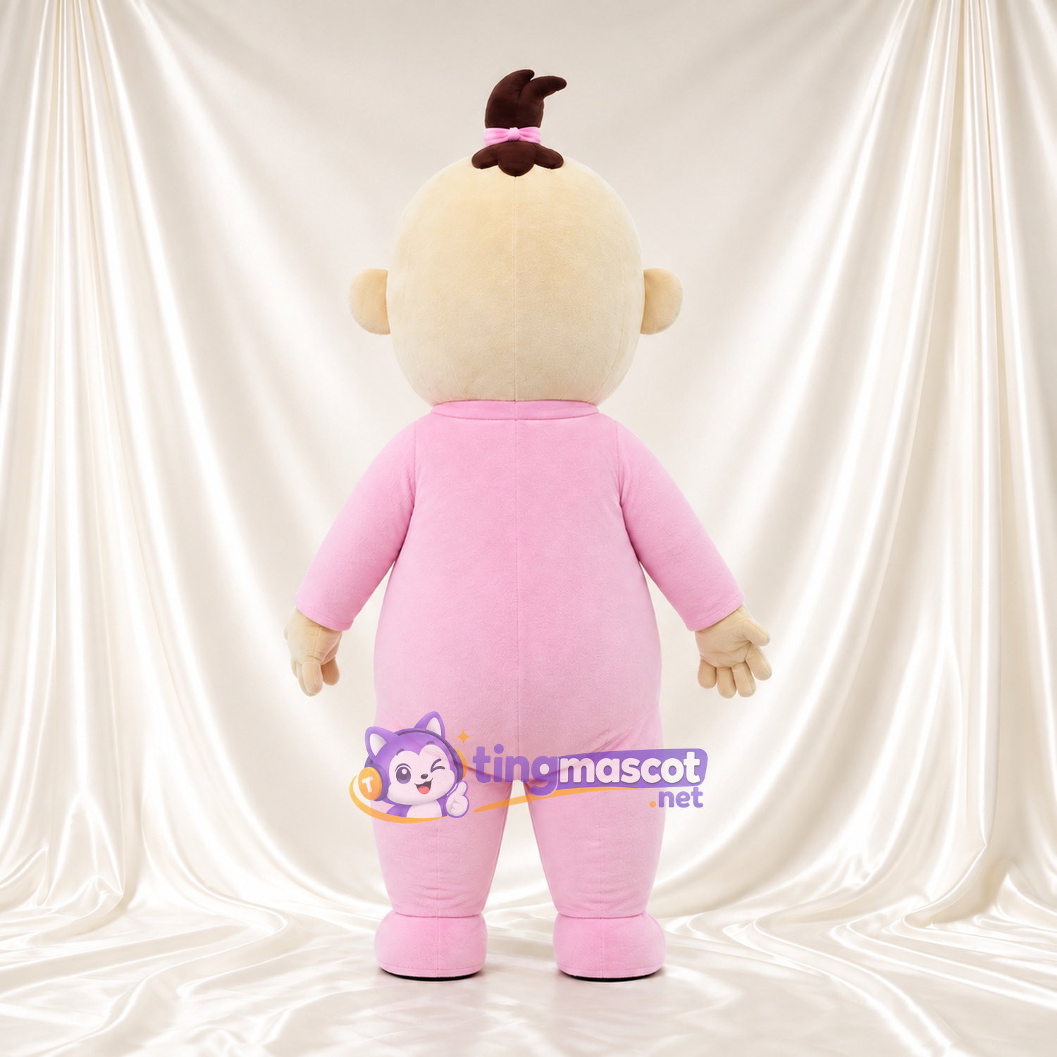 Baby Girl Mascot Costume - Pink Pacifier, Hair Bow and Pink Onesie Baby Girl Mascot Costume - Pink Pacifier, Hair Bow and Pink Onesie