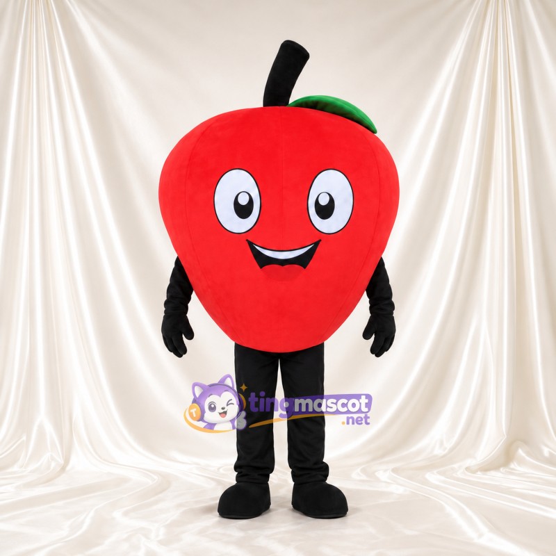 Red Apple Mascot Costume - Smiling Face and Black Legs Red Apple Mascot Costume - Smiling Face and Black Legs