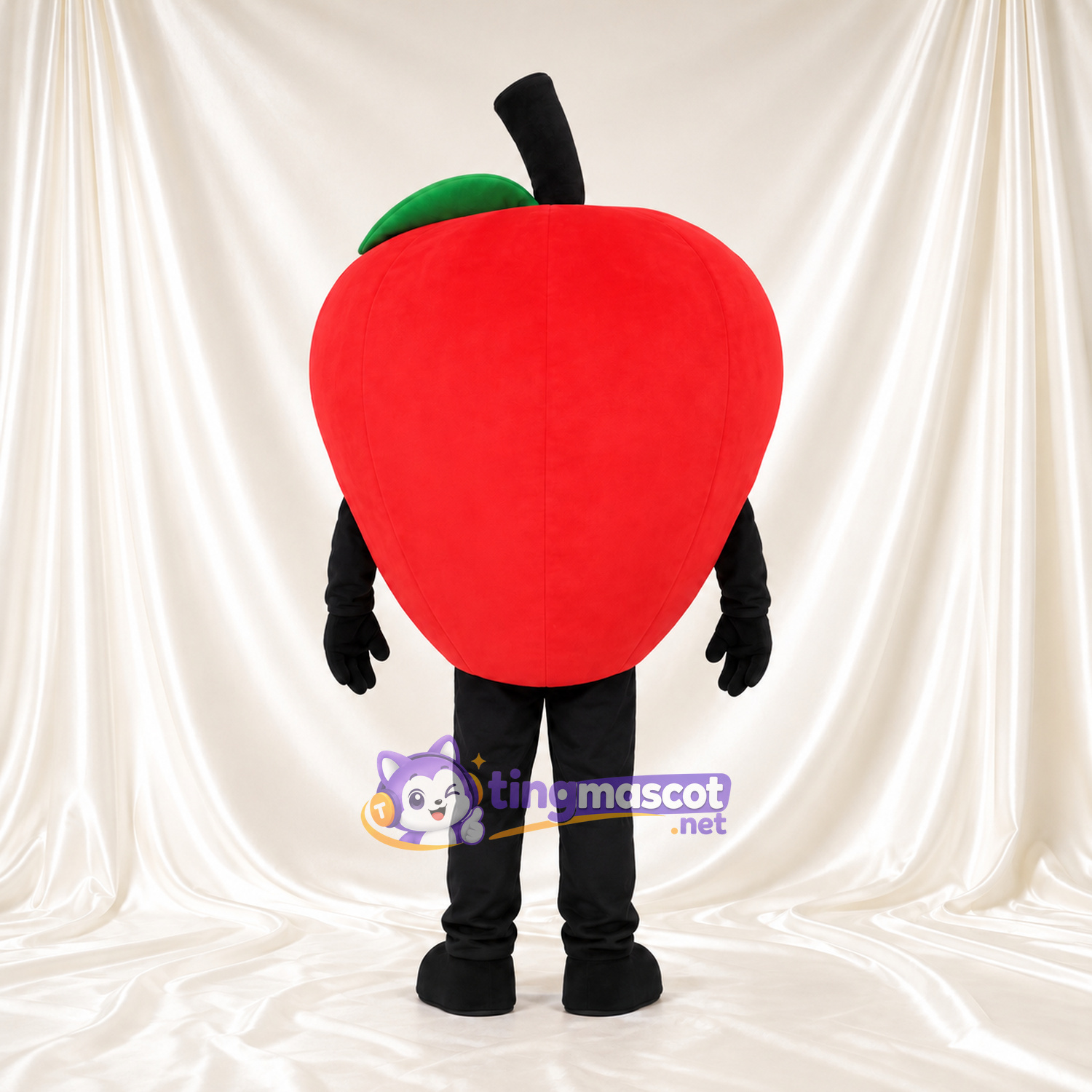 Red Apple Mascot Costume - Smiling Face and Black Legs Red Apple Mascot Costume - Smiling Face and Black Legs