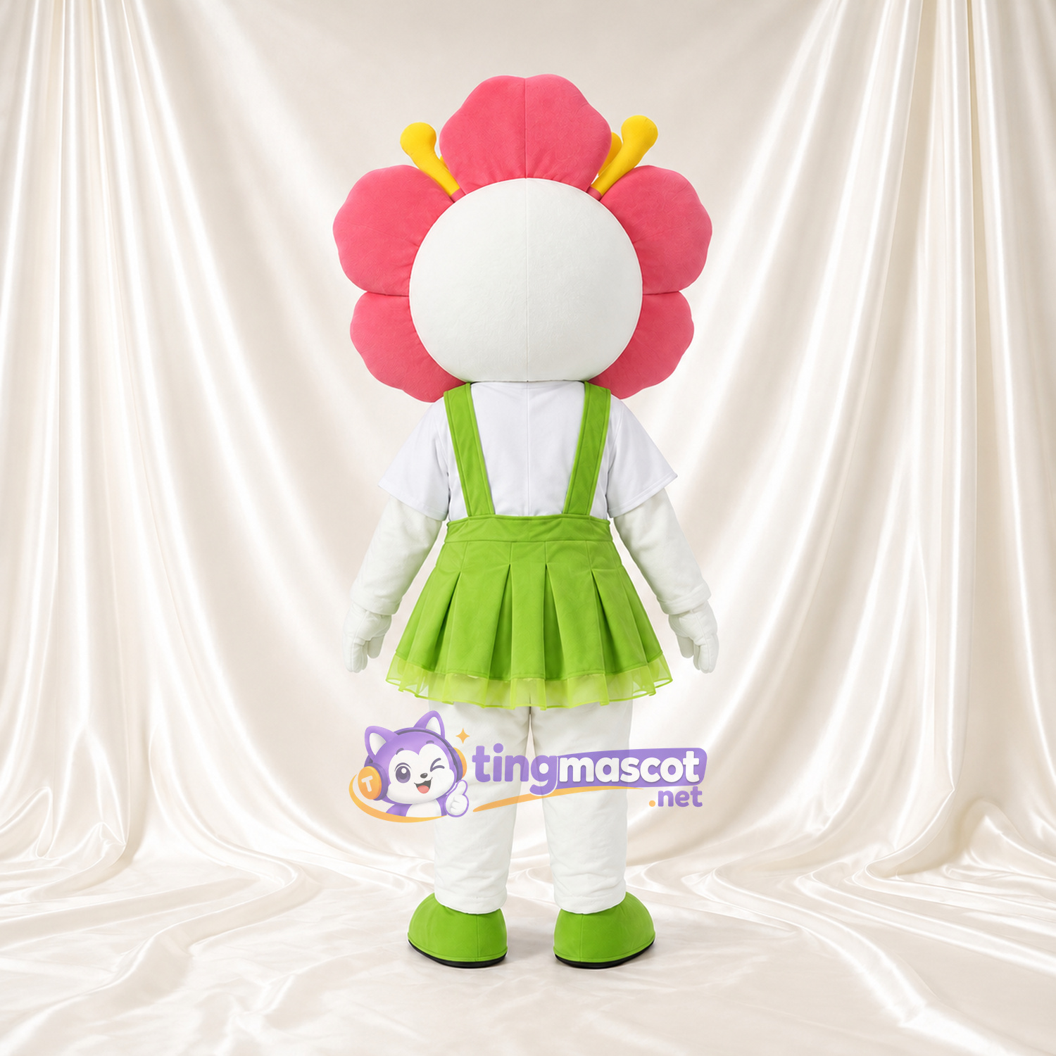 Flower Girl Mascot Costume - Pink Petal Headpiece and Green Dress Flower Girl Mascot Costume - Pink Petal Headpiece and Green Dress