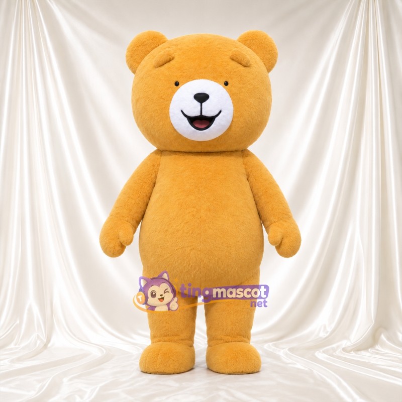 Costume de mascotte Nounours – doré – Museau (blanc); Yeux (petit, souriant) Costume de mascotte Nounours – doré – Museau (blanc); Yeux (petit, souriant)