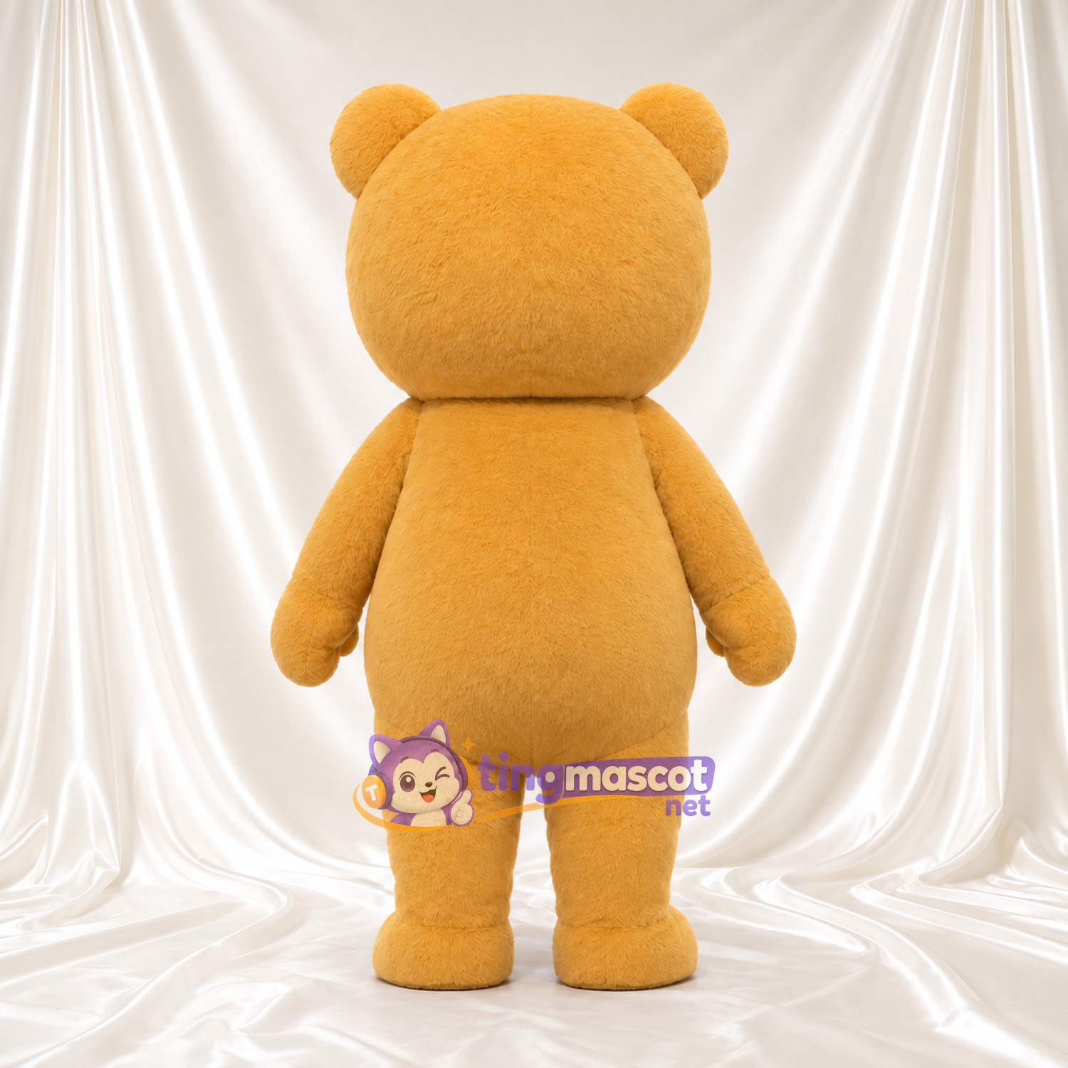 Costume de mascotte Nounours – doré – Museau (blanc); Yeux (petit, souriant) Costume de mascotte Nounours – doré – Museau (blanc); Yeux (petit, souriant)