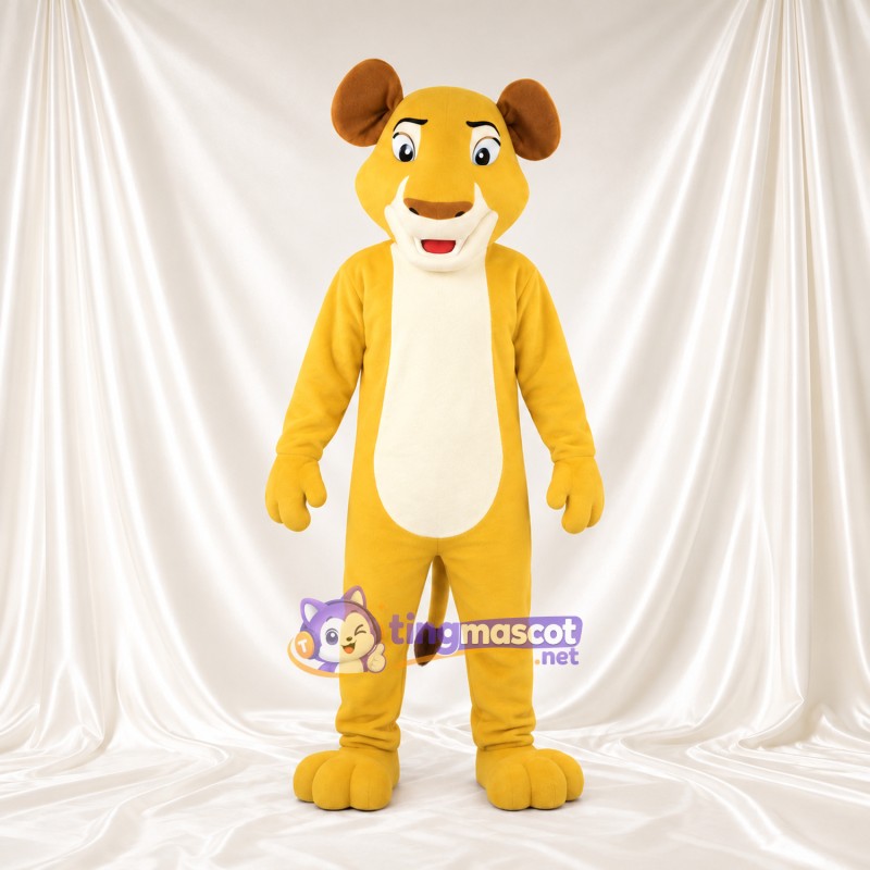 Costume de mascotte Lionceau – doré – Oreilles (marron); Ventre (crème) Costume de mascotte Lionceau – doré – Oreilles (marron); Ventre (crème)