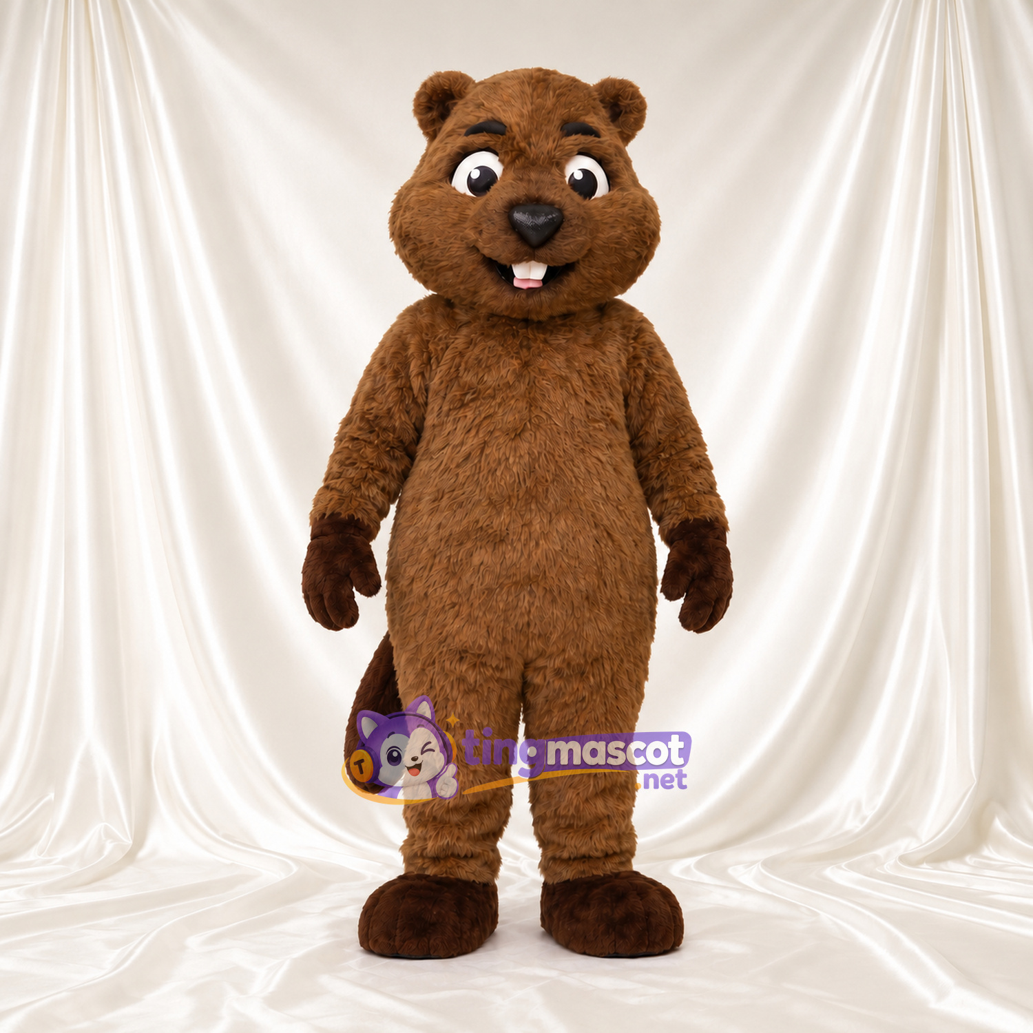 Costume de mascotte Castor – marron – Grandes incisives; Queue Costume de mascotte Castor – marron – Grandes incisives; Queue