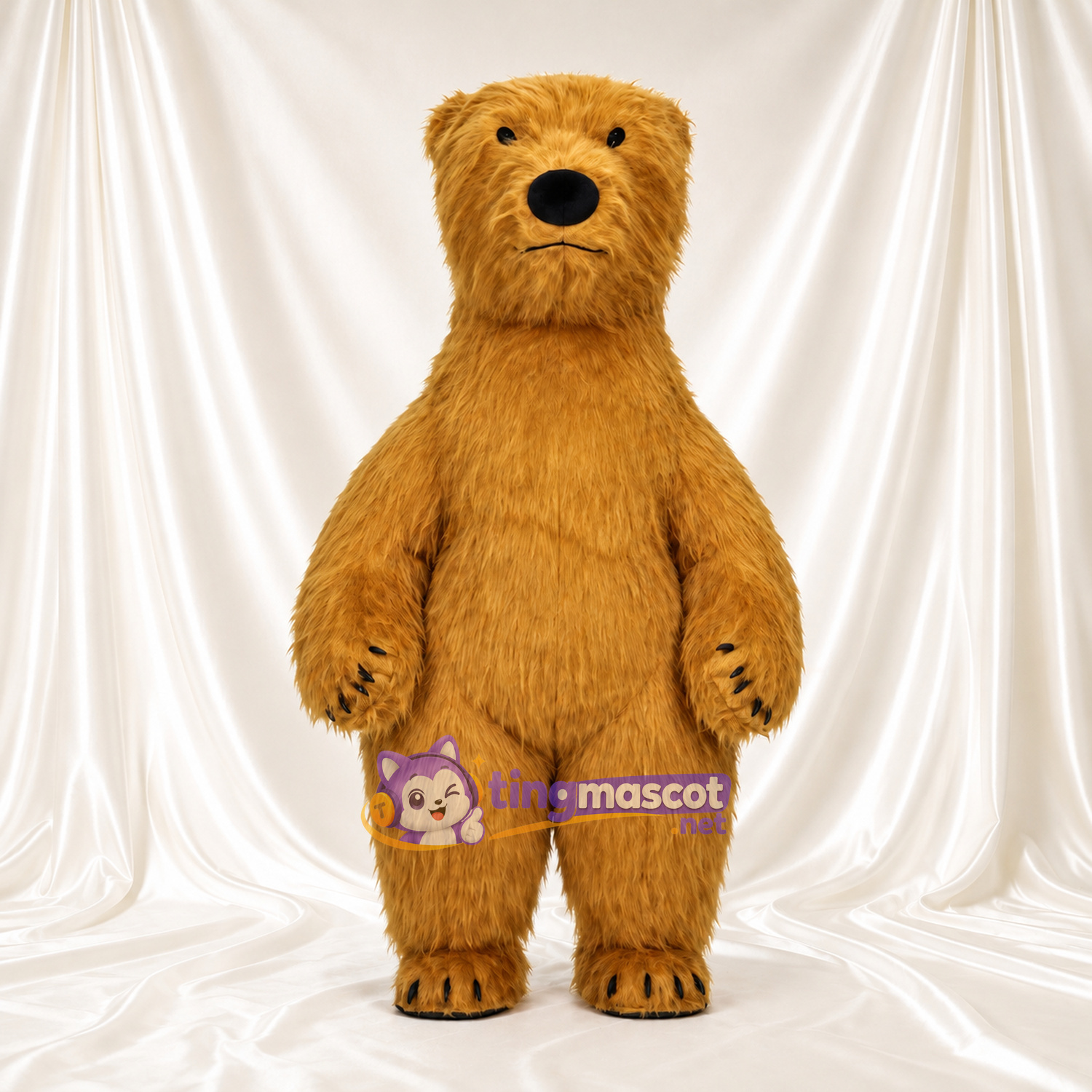 Golden Bear Mascot Costume - Shaggy Head and Black Claws Golden Bear Mascot Costume - Shaggy Head and Black Claws
