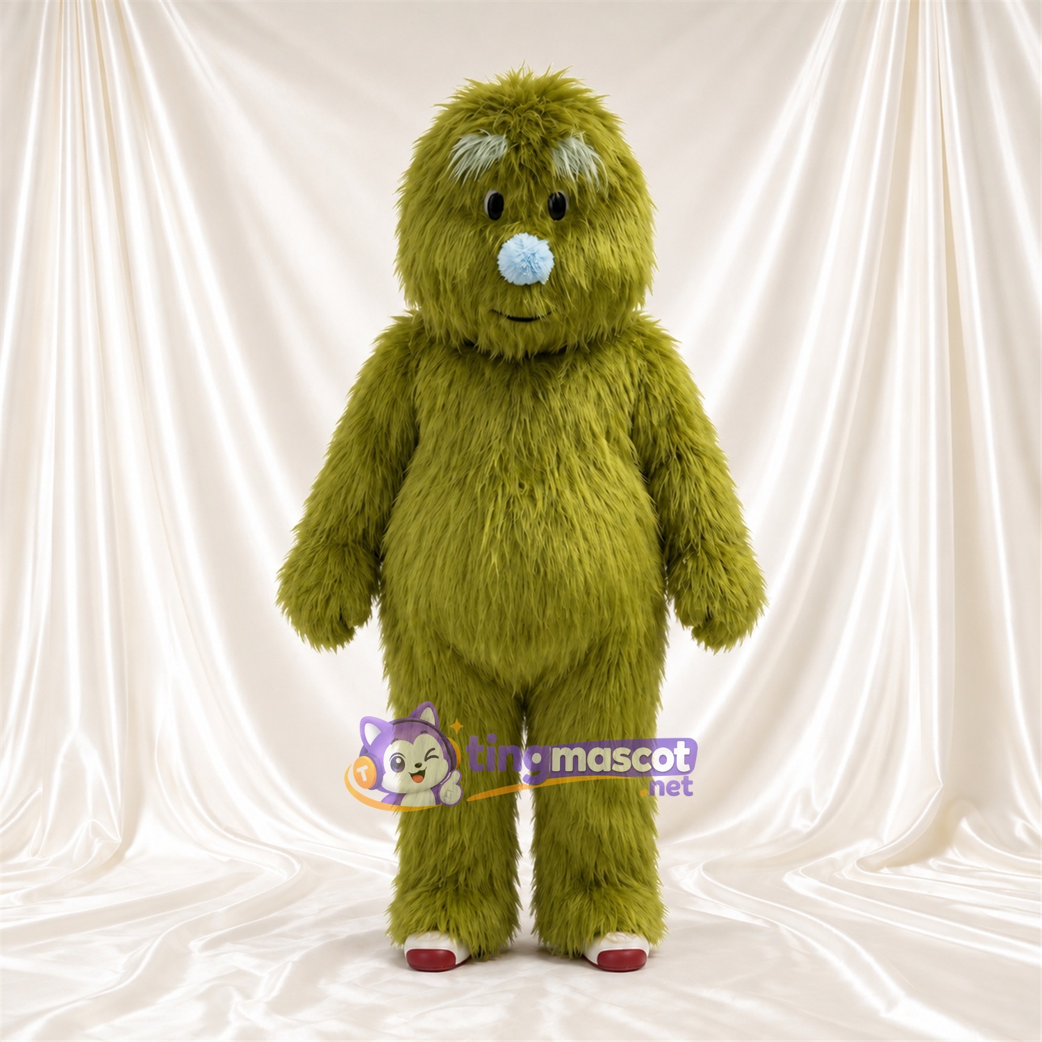 Maskottchenkostüm Monster – grün – Nase (blau); Schuhe (rot)