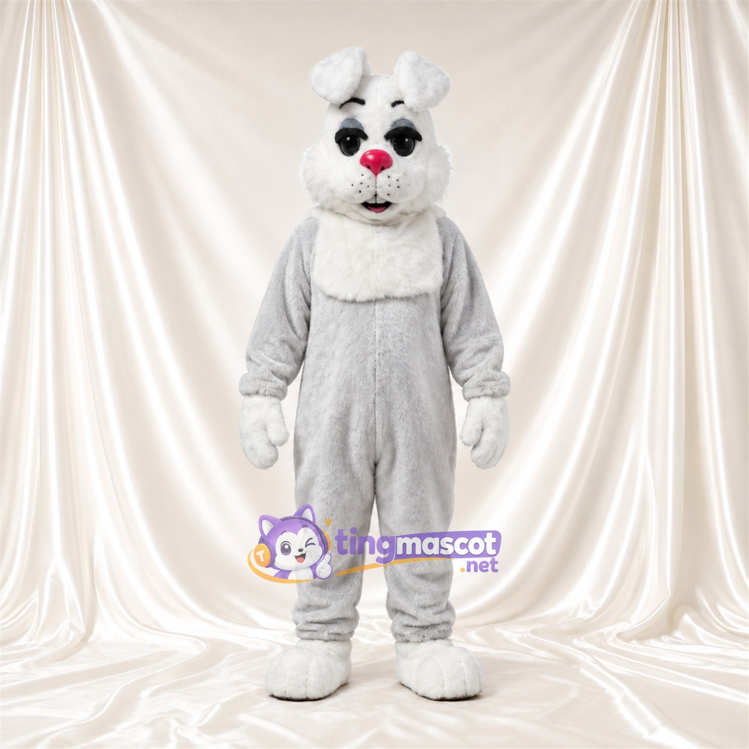 Maskottchenkostüm Hase – grau / weiß – Nase (rosa); Ohr Maskottchenkostüm Hase – grau / weiß – Nase (rosa); Ohr