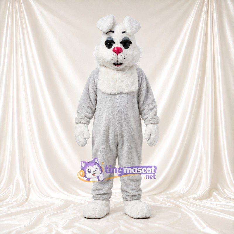 Maskottchenkostüm Hase – grau / weiß – Nase (rosa); Ohr Maskottchenkostüm Hase – grau / weiß – Nase (rosa); Ohr