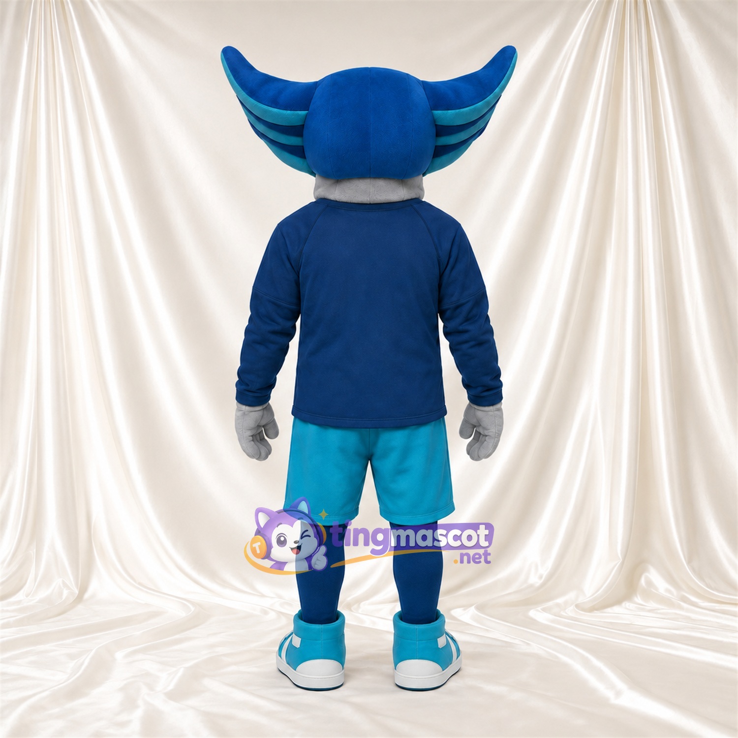 Blue Fantasy Creature Mascot Costume - Navy Sweatshirt and Turquoise Shorts Blue Fantasy Creature Mascot Costume - Navy Sweatshirt and Turquoise Shorts