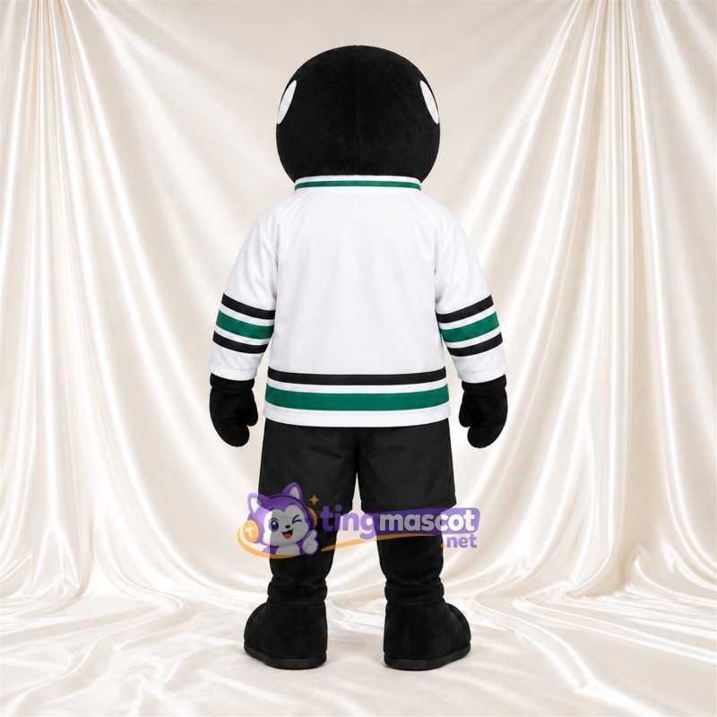 Maskottchenkostüm Orca – schwarz – Trikot (weiß); Shorts (schwarz) Maskottchenkostüm Orca – schwarz – Trikot (weiß); Shorts (schwarz)