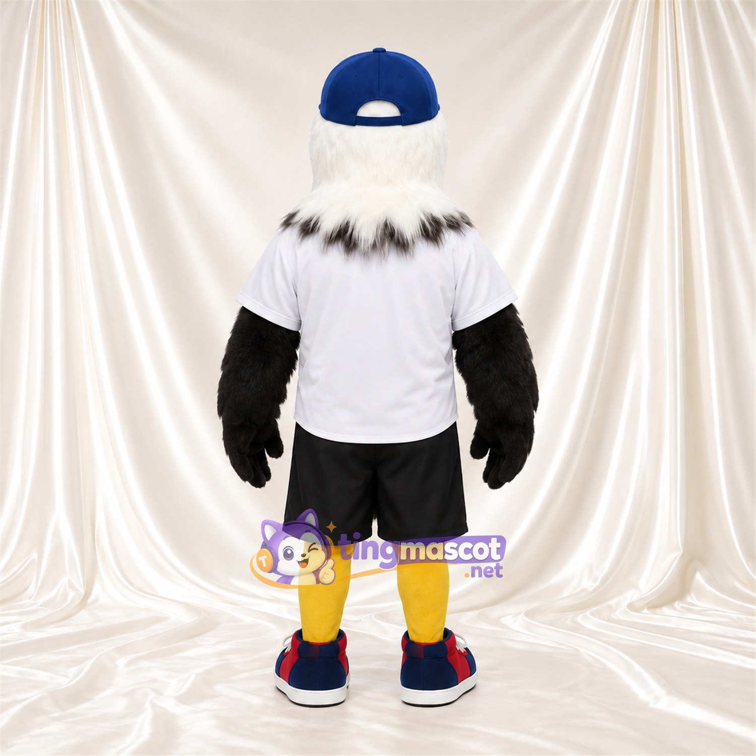 Bald Eagle Mascot Costume - Blue Cap and White Baseball Shirt Bald Eagle Mascot Costume - Blue Cap and White Baseball Shirt