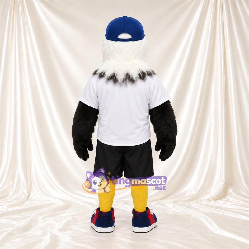 Bald Eagle Mascot Costume - Blue Cap and White Baseball Shirt Bald Eagle Mascot Costume - Blue Cap and White Baseball Shirt