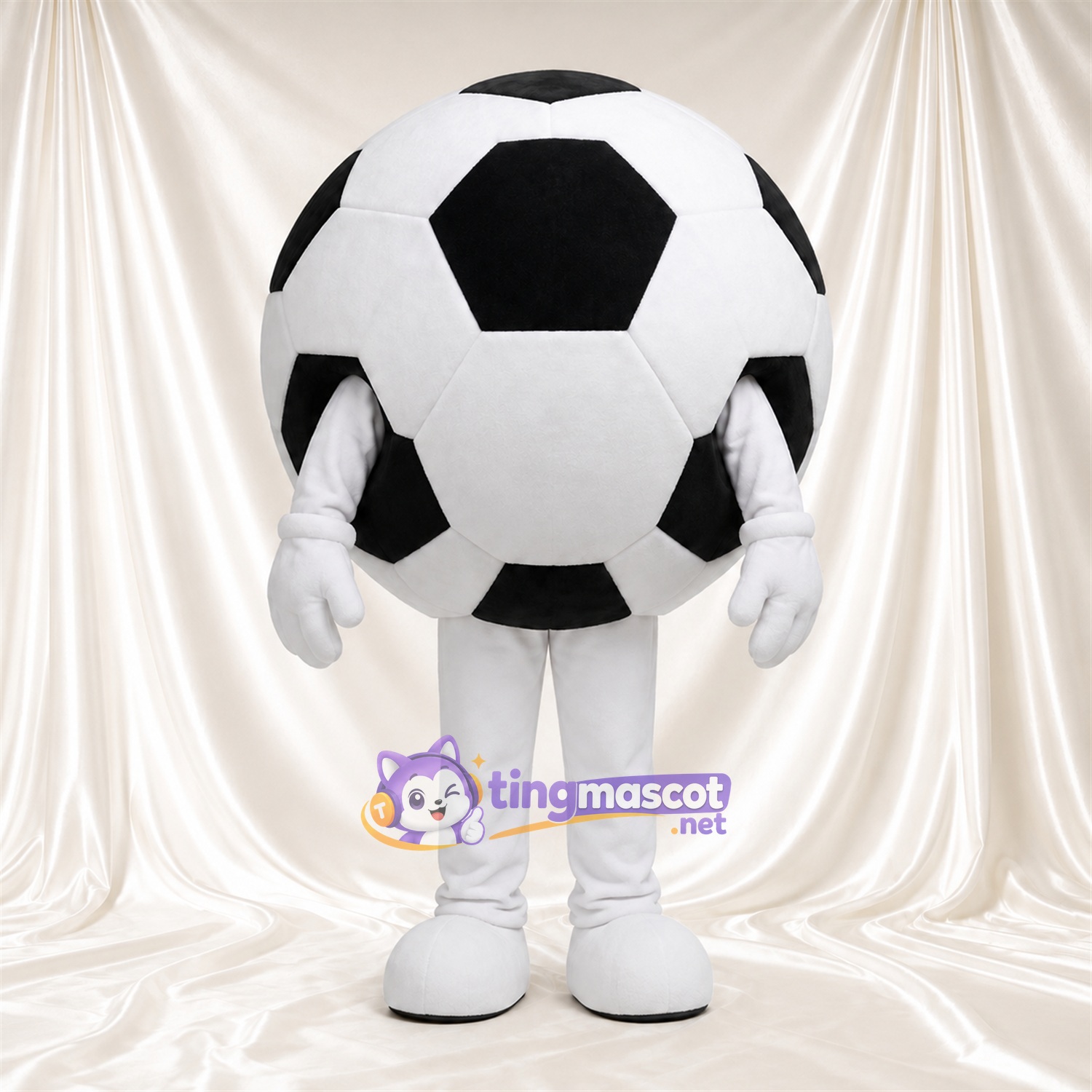 Costume de mascotte Ballon de football – noir / blanc – Jambes (blanc) Costume de mascotte Ballon de football – noir / blanc – Jambes (blanc)