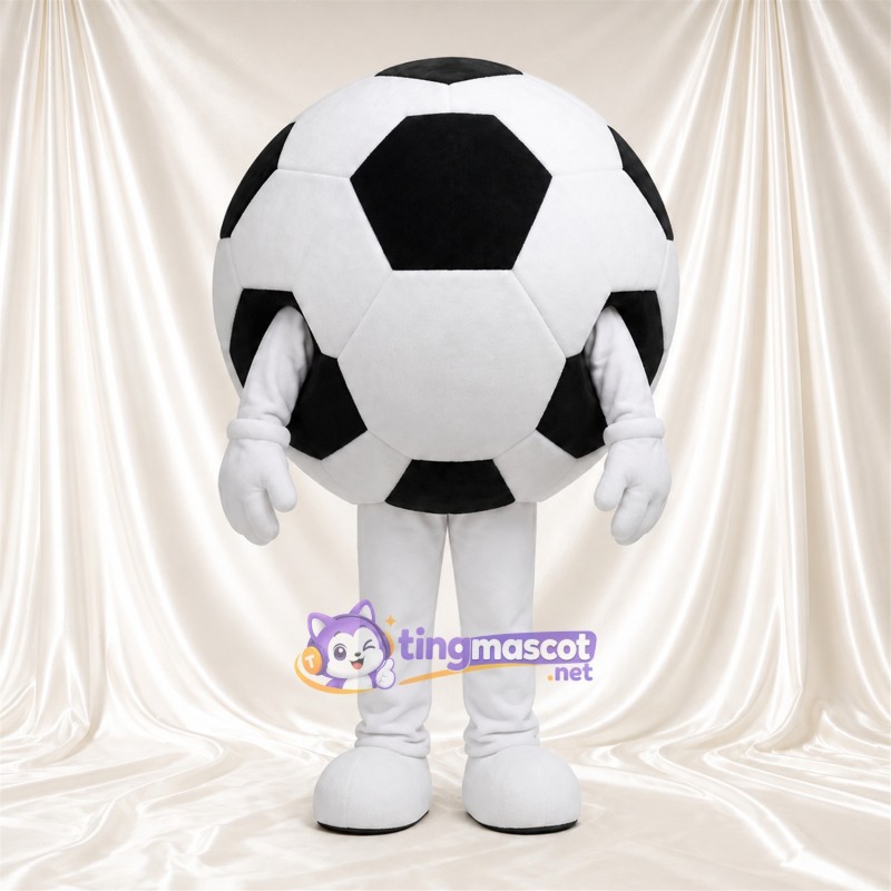 Costume de mascotte Ballon de football – noir / blanc – Jambes (blanc) Costume de mascotte Ballon de football – noir / blanc – Jambes (blanc)