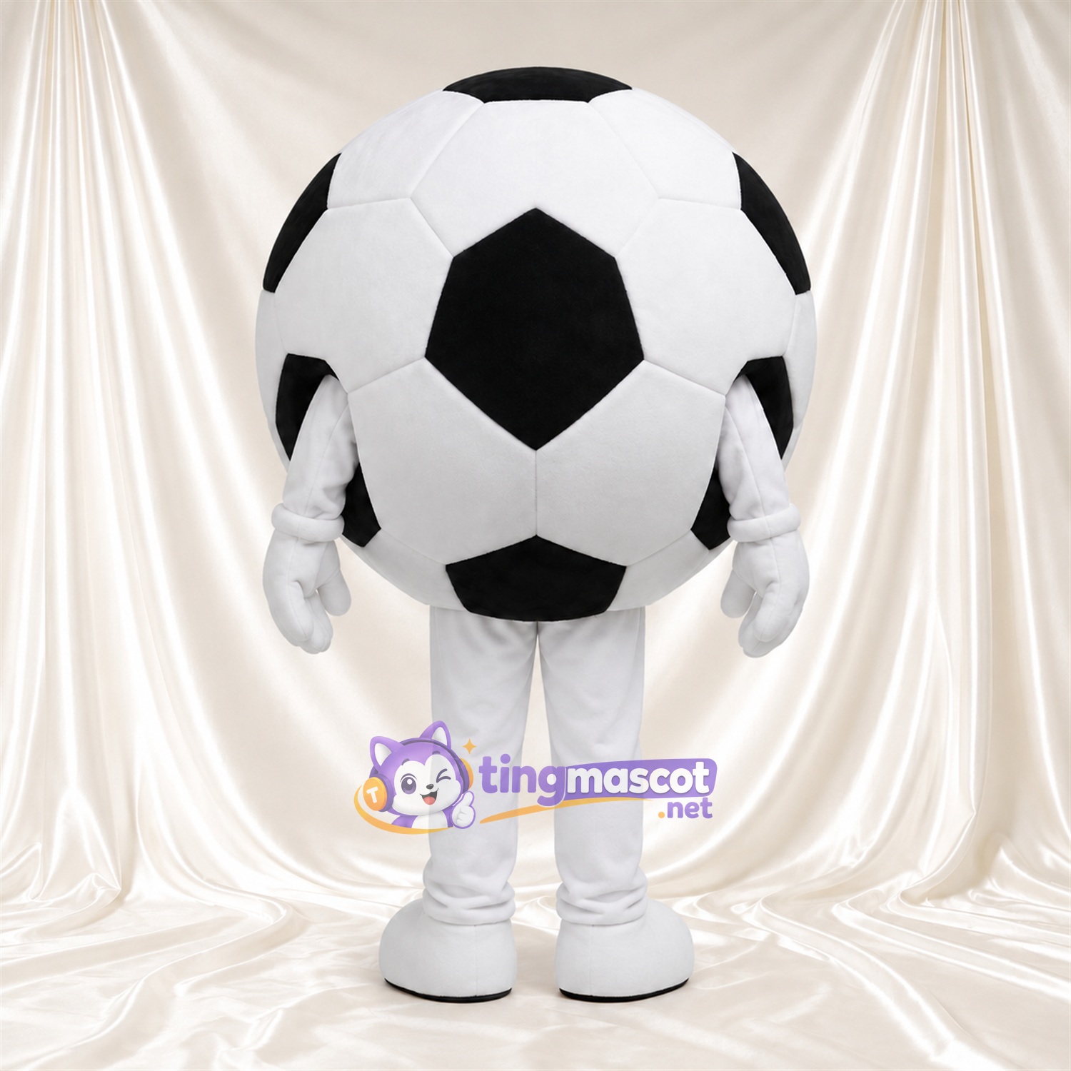 Costume de mascotte Ballon de football – noir / blanc – Jambes (blanc) Costume de mascotte Ballon de football – noir / blanc – Jambes (blanc)