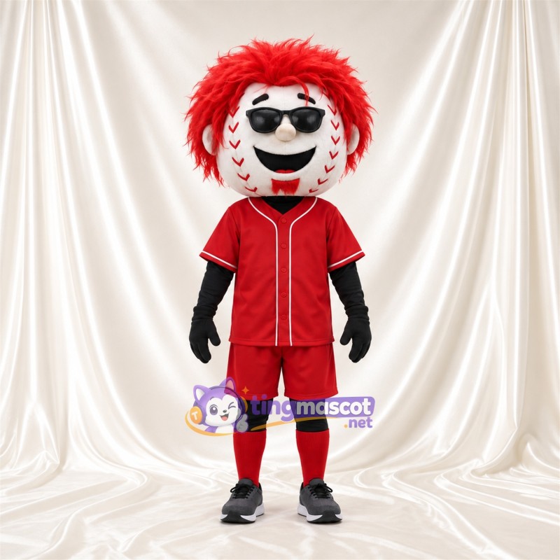 Costume de mascotte Balle de baseball – selon la photo – Cheveux (rouge); Uniforme (rouge) Costume de mascotte Balle de baseball – selon la photo – Cheveux (rouge); Uniforme (rouge)